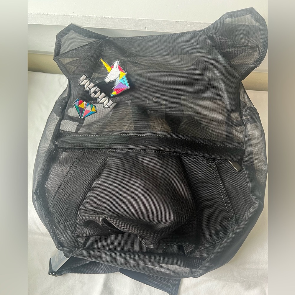 Black mesh ori bagu backpack